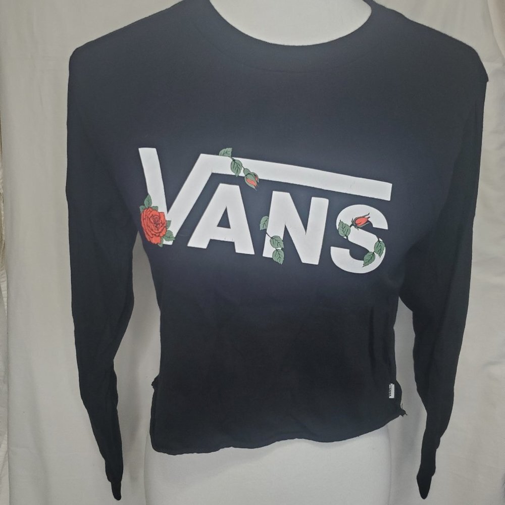 Pre-Loved Black Vans Girls Youth Size Small Long Sleeve